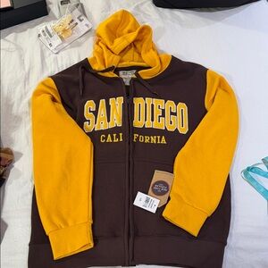 San Diego California Brown and Yellow Zip-Up Hoodie